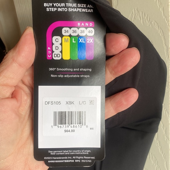 Bali NWT Black Firm Control Removable Pads Wirefree Bodysuit Size large - Picture 9 of 12